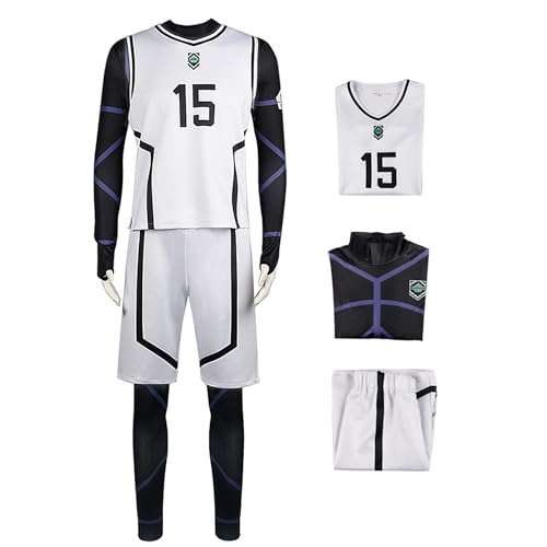 SKAYWHUK Anime Blue Lock Cosplay Kostüm Isagi Yoichi Chigiri Hyoma Fußballtrikot T-Shirt Shorts Socken für Männer Frauen von SKAYWHUK