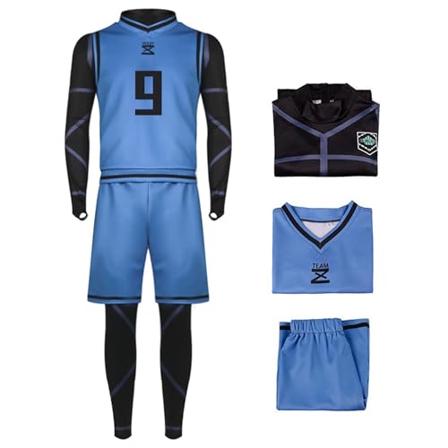 SKAYWHUK Blue Lock Jersey Kostüm Lsagi Yoichi Bachira Meguru Anime Figur Fußball Sportbekleidung mit Perücke Cosplay Outfit von SKAYWHUK