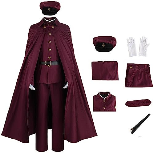 SKAYWHUK Bungo Stray Dogs Suehiro Tetchou Cosplay Kostüm Herren Rot Detektiv Uniformen Umhang Jacke Hut Halloween Outfit Komplettset von SKAYWHUK