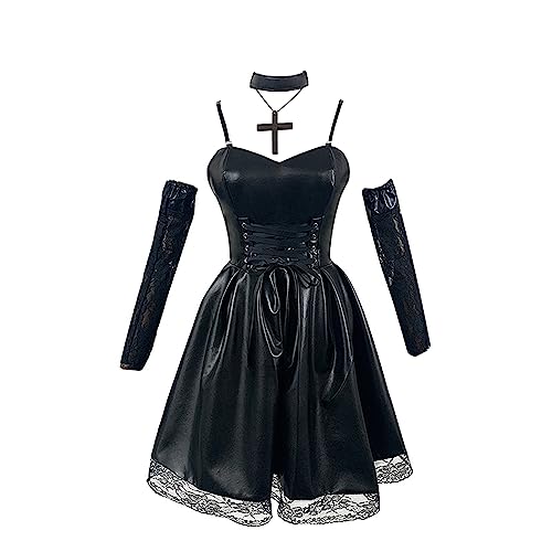 SKAYWHUK Death Note Misa Amane Cosplay Kostüm Goth Kleid Strümpfe Zubehör Halloween Komplettset Erwachsene Frauen von SKAYWHUK