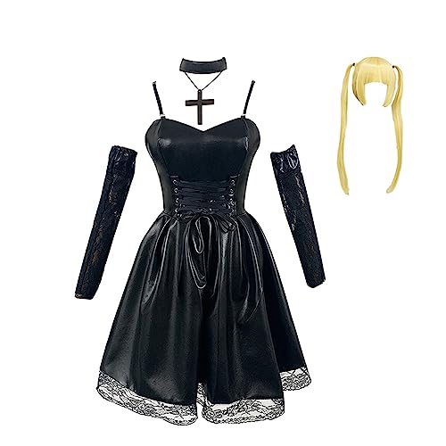 SKAYWHUK Death Note Misa Amane Cosplay Kostüm Goth Kleid Strümpfe Zubehör Halloween Komplettset Erwachsene Frauen von SKAYWHUK