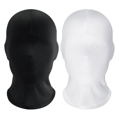 SKHAOVS 2 Stück Vollgesichtsmaske Halloween Vollgesichtsmaske Spandex Kopfmaske Gesichtslose Maske, Schwarze Maske Halloween, Unisex Gesichtslose Maske für Halloween Party Kostüm Cosplay (2 Stück) von SKHAOVS