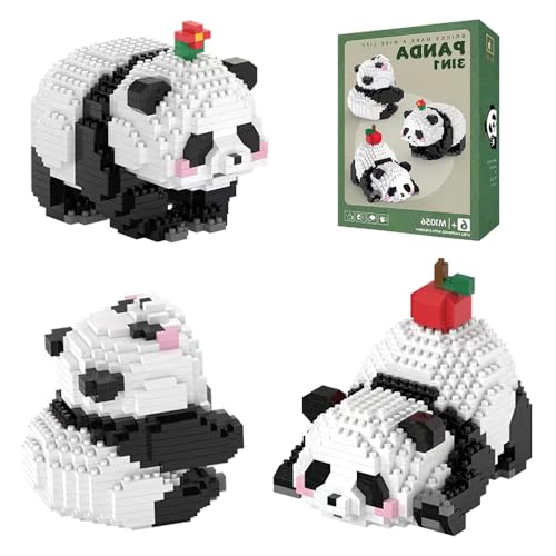 SKIKHN 3 In1 Panda Bausteine Set, Panda Mini Bausteine, Niedlich Panda Bricks, Panda Klemmbausteine, Mini Tiere Bausteine Set, 940 Stücke Konstruktionsspielzeug für Kinder ab 6+ Jahre von SKIKHN