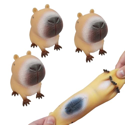 SKIKHN Anti Stress Spielzeug, 3 Stück Kapybara Stressball Kinder, Lustig Squishy Squeeze Spielzeug, Capybara Antistress Spielzeug, Stress Squeeze Spielzeug, Anti Stress Geschenke für Erwachsene Kinder von SKIKHN