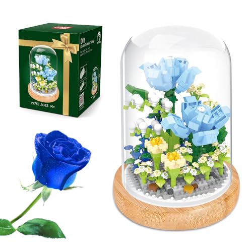 SKIKHN Blumen Bausteine Set, Kunstpflanzen Bausteine für Erwachsene, Unsterblicher Blumenstrauß Baustein mit Schutzhülle, Botanische Sammlung Blumen Klemmbausteine für Home Deko von SKIKHN