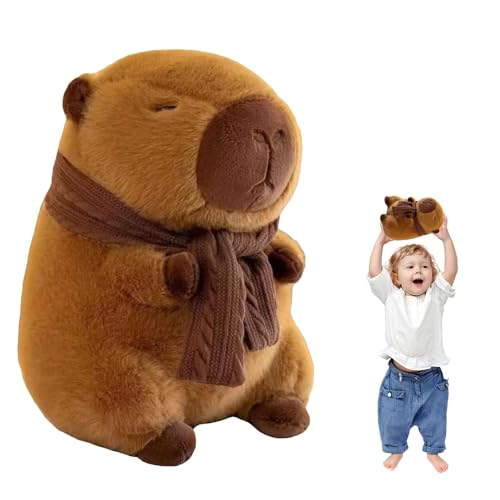 SKIKHN Capybara PlüSchtier, Capybara Kuscheltier, Simulation Capybara PlüSchtier, Niedlichen Capybara Kuscheltier, Super Weiche GefüLlte Spielzeug PlüSch FüR Kinder (Mit Schal Capybara PlüSchtier) von SKIKHN