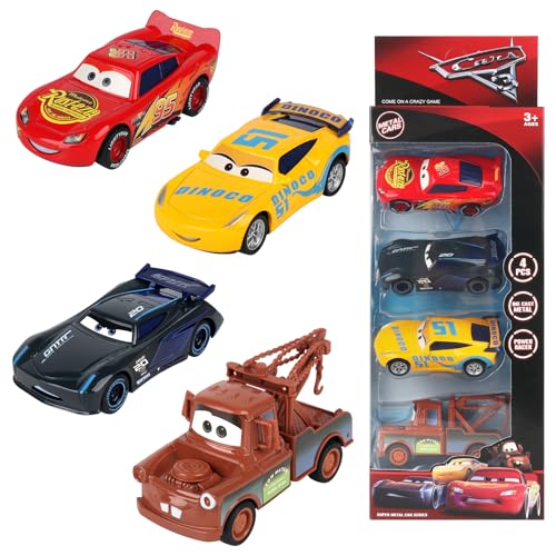 SKIKHN Car Spielzeug, 4 Pack Spielzeugauto Set,Maßstab 1:64 Legierung Kinderidee Spielfahrzeuge,Mini Cars Spielzeug Kinderidee,Lightning Spielzeugauto Autos Set für ab 3 Jahren Jungen Mädchen von SKIKHN