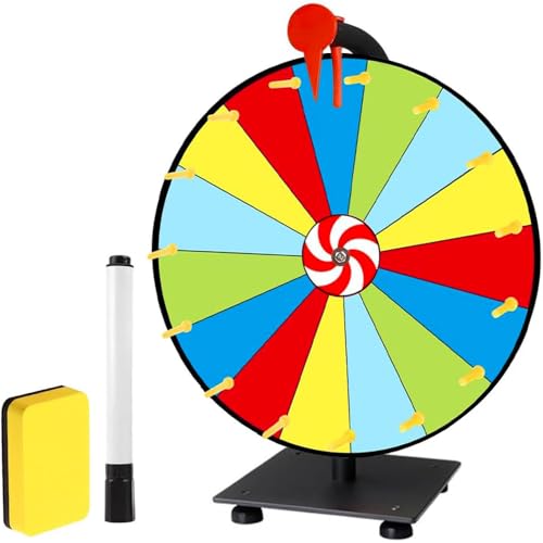 SKIKHN Glücksrad Zum Drehen, 30 cm Spinnings Prize Wheel, Glücksrad zum Selbstgestalten, Gluecksrad Gluecksrad mit Ständer, Glücksrad Spielzeug mit Markierstift, Für Karneval, Messen von SKIKHN