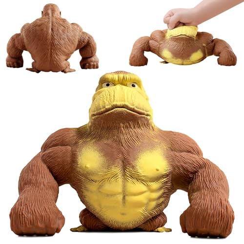 SKIKHN Gorilla Stress Toy, 14 x 14cm Gorilla Stressabbau Spielzeug, Gorilla-Stressabbau-Spielzeug, Sensory Relief Fidget Toy, Kawaii Anti Stress Spielzeug, Stress Relief Toys für Kinder und Erwachsene von SKIKHN