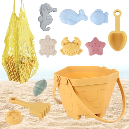 SKIKHN Sandspielzeug Silikon, 12 Pecices Sand Spielzeug Set, Strandspielzeug Kinder, Weich Silikon Strandspielzeug Set, Kinder Sandkasten Spielzeug, Sandkasten Outdoor-Spiele, für Jungen und Mädchen von SKIKHN