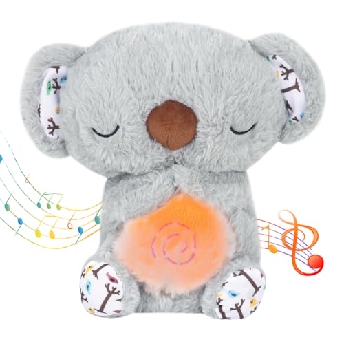 SKIKHN Schlummer Otter mit Herzschlag, Schlummer Otter Kuscheltier mit Atembewegung und Musik, Schlummer-Koala-Plüschtier, Einschlafhilfe Plüschtier, Lindern Baby Angstlinderung(Grau) von SKIKHN