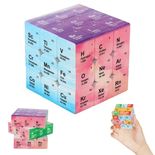 SKIKHN Speed Zauberwürfel, Speed Cube 3x3, Glatter und Schneller Magic Cube, Zauberwürfel Stickerless für Kinder und Erwachsene, Zauberwürfel mit Periodensystem Spaß und Unterhaltung (UV Coated) von SKIKHN