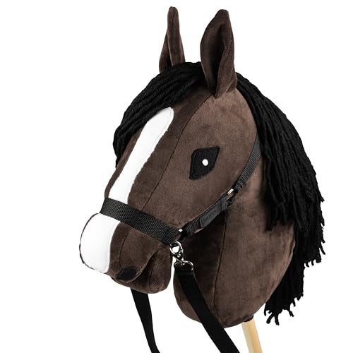 SKIPPI Hobby Horse Braunes, Großes Steckenpferd A3, Hobby Horse mit einem Halfter und Zügeln im Set, Hobby Horsing Pferd, Stockpferd von SKIPPI