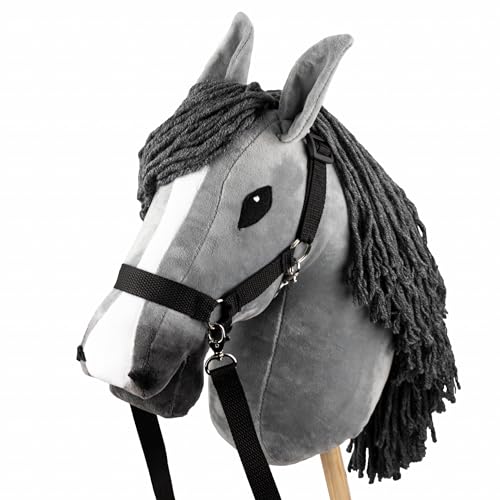 SKIPPI Hobby Horse Graues, Großes Steckenpferd A3, Hobby Horse mit einem Halfter und Zügeln im Set, Hobby Horsing Pferd, Stockpferd von SKIPPI