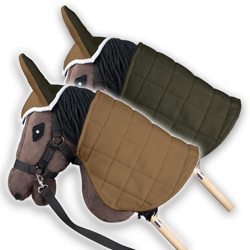 SKIPPI Wendbare Decke und Fliegenhaube für Hobby Horse – Beige und Olivgrün, Hobby Horse Zubehör, Zweifarbige Pferdedecke und Fliegenohren für Steckenpferd A3 und A4 SKIPPI Wendbare Decke und Fliegenhaube für Hobby Horse – Beige und Olivgrün, Hobby Horse Zubehör, Zweifarbige Pferdedecke und Fliegenohren für Steckenpferd A3 und A4 von SKIPPI