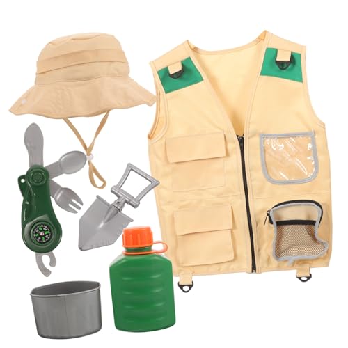 SKISUNO 1 Satz Abenteuerkleidung Für Kinder Camping-Explorer-Set Für Kinder Entdecker-kostüm-abenteuerset Abenteuerset Für Kinder Fernglas Für Kinder Dschungelkostüm Plastik Urwald Weste von SKISUNO