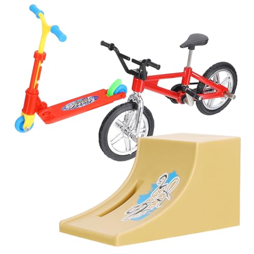 SKISUNO 1 Satz Fingerrad Mikrospielzeug Fingerfahrräder Park-kit Griffbrett Minirampe Fingerbike Mit Rampe Fingerspitzen-bewegungsspielzeug Pädagogisches Fingerspielzeug Rot Plastik von SKISUNO