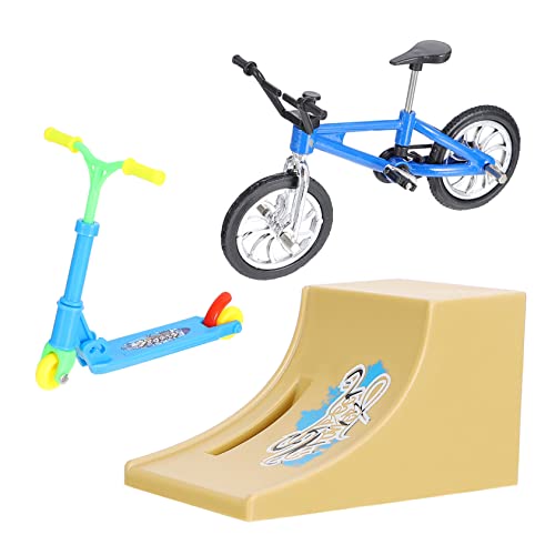 SKISUNO 1 Satz Fingerrad Mini-Scooter Kinderroller Spielzeug Für Kinder Lernspielzeug Mikro Scooter Miniatur-Skateboard-Spielzeug Fingerbike Mit Rampe Sportroller Aluminiumlegierung Blue von SKISUNO