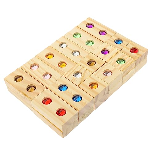 SKISUNO 1 Set Holzbausteine Mit Edelstein Inlay Bunte Stapelspielzeuge Für Sensorisches Und Kreatives Bauen 32 Teile Balancierendes Konstruktionsspielzeug Für von SKISUNO