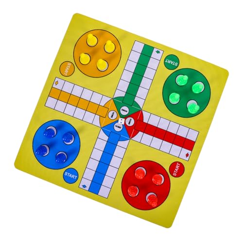 SKISUNO 1 Satz Ludo-Schachspiel fliegendes Schachbrett Ludo-Brettspiel Flugschachspiel Fliegendes Schachspiel Ludo-Spielset interessante Schachspiele Fliegende Schachmatte Gummi Yellow von SKISUNO