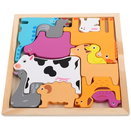 SKISUNO 1 Set Kinder-Puzzle-Spielzeug, Holz-Bauernhof-Tier-Puzzle Für Kinder Im Vorschulalter, Frühes Unterrichtsspielzeug Für Die Kognitive Entwicklung Und Die Hand-Auge-koordination von SKISUNO