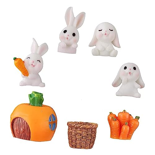 SKISUNO 1 Set Kuchendekoration Kunststoff Miniatur Hase Miniatur Kaninchenfigur Tier Cupcake Topper Mikro Landschaft Hase Kaninchen Ornamente Hasenfigur Auto Dekorative Hasen von SKISUNO