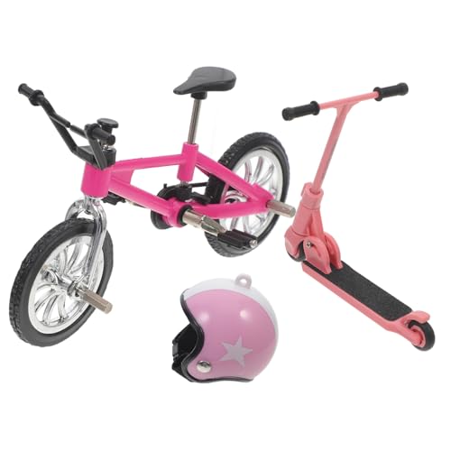 SKISUNO 1 Set Mini Puppenhaus Fahrrad Mit Roller Und Helm Mini Fahrradmodell Für Büro Desktop Dekoration Ideal Für Sammler Und Kreative Gestaltung von SKISUNO