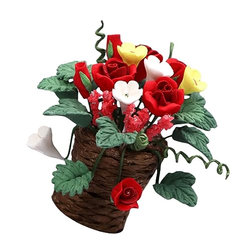 SKISUNO 1 Stück Puppenhaus Rote Rose Szenendekoration Mini Blumen Heimdekoration Rote Rose Dekoration Mini Dekoration Mini Hausbedarf Miniatur Ornament Simulationsblumen von SKISUNO