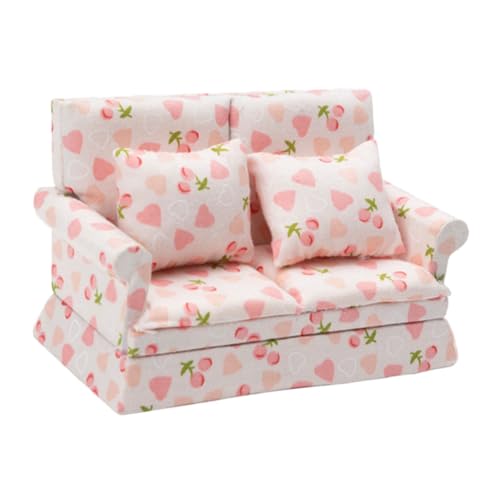 SKISUNO Kleine Puppe 12 Mini Sofa Mit Kissen Niedliches Mikrolandschaft Öbel Für Dollhouse Ideal Für Kreative Spielideen Und Dekoration Puppenmöbel Für Puppenhaus von SKISUNO