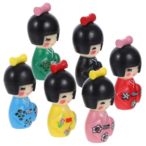 SKISUNO 12 STK Kimono-puppenschmuck PVC-Puppe Asiatisch Auto Puppenhauspuppen Haushalt Puppen-Topper Entzückende Japanische Kimonopuppe Japanische Puppenverzierung Fee Kleine Kimonopuppe von SKISUNO