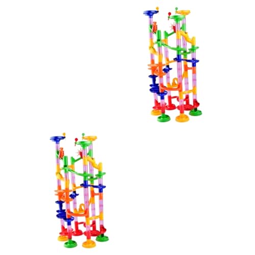 SKISUNO 2 Sätze à 105 Stück Eisenbahnbausteine Spielzeug Gleisblöcke Selber Machen Selbst Zusammengebaute Blöcke Selbst Zusammengebaute Kugelbahnblöcke Gleisblöcke Selbst Zusammengebaut von SKISUNO
