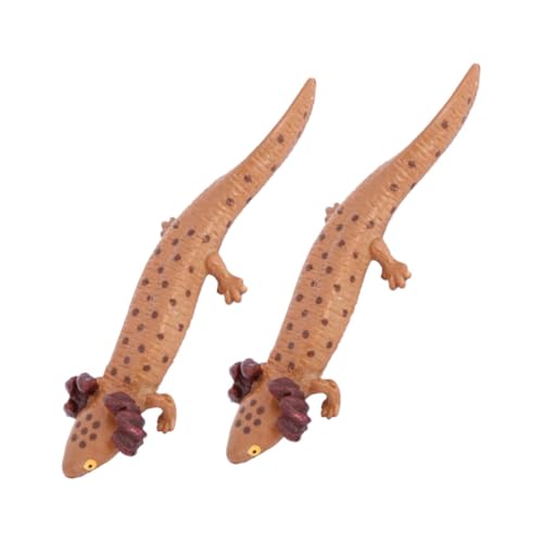 SKISUNO 2 Stück Tiersalamander Modell Miniatur Reptilfiguren Simulierte Tierskulptur Tierstatue Tischplatte Axolotl Modell Spielzeug Künstliche Winzige Eidechsenfiguren von SKISUNO