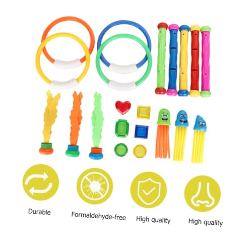 SKISUNO 21 Stück Teiliges Tauchspielzeug für Bunte Tauchringe und Tauchstäbe aus Sicherem Kunststoff Vielseitiges Wasserspielzeug für Schwimmbad und Anfänger Fördert Zufällige Farbe SKISUNO 21 Stück Teiliges Tauchspielzeug für Bunte Tauchringe und Tauchstäbe aus Sicherem Kunststoff Vielseitiges Wasserspielzeug für Schwimmbad und Anfänger Fördert Zufällige Farbe von SKISUNO