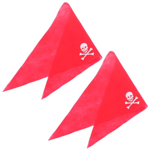 SKISUNO 2st Piratenkostüm Piraten-haarschmuck Piraten-accessoires Für Herren Piraten-kopftuch Piraten Verkleiden Piratenkopfschmuck Piraten-accessoires Für Damen Vlies Rot von SKISUNO