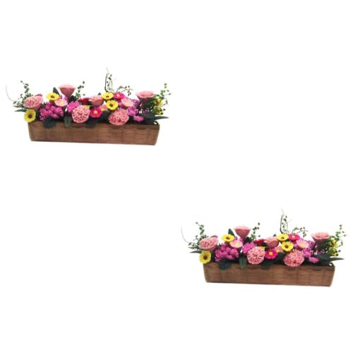 SKISUNO 2st Puppenhaus Aus Holz Topfblume Dekorationszubehör Blumentopf Künstliche Pflanzen Blumen Zubehörteil Blumenbeete Pflanzen Miniatur Bonsaischale Mini-Bonsai-basteldekor Colorful von SKISUNO