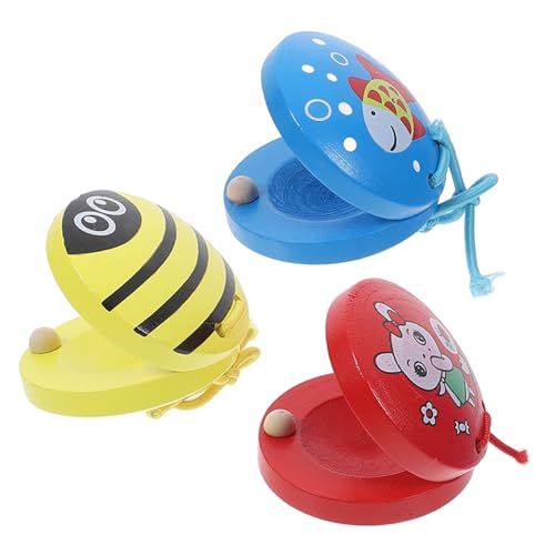 SKISUNO 3St Cartoon Tier kastagnetten Musikinstrumente für Kinder Musik kleine Spielzeuge Musical Toy Instruments kinderinstrumente Kastagnettenspielzeug für Kinder Cartoon-Spielzeug von SKISUNO