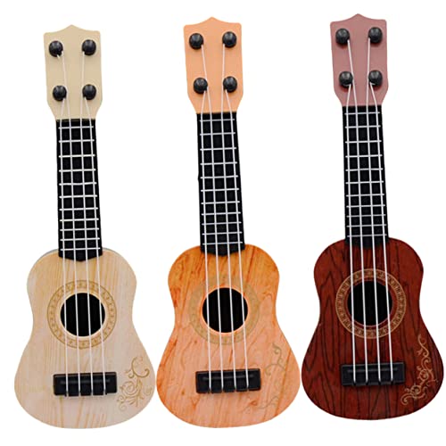 SKISUNO 3er Set Kinder Ukulele Gitarre Spielzeug Musikinstrument Zur Musikalischen Früherziehung Kinder Buntes Design von SKISUNO