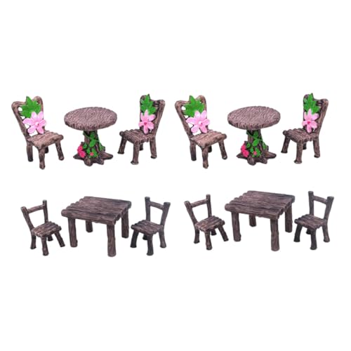 SKISUNO 4 Sätze Miniatur Holz Tisch Stuhl für Mikro Landschaft Dekoration Realistische Harz Stühle Mini Gartenmöbel Deko Geeignet für Puppenhaus und DIY Modellbau SKISUNO 4 Sätze Miniatur Holz Tisch Stuhl für Mikro Landschaft Dekoration Realistische Harz Stühle Mini Gartenmöbel Deko Geeignet für Puppenhaus und DIY Modellbau von SKISUNO