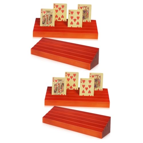 SKISUNO 4 Stück 1 Spielkarten-handhalter Ablagefach Für Spielkarten Brückenkartenhalter Spielkartenhalter Spielkarten-Organizer Canasta-kartenhalter Spielkartenständer Kiefernholz von SKISUNO