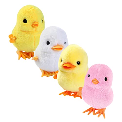 SKISUNO 4 Stück Aufzieh Spielzeug Neuheit Hüpfendes Huhn Ostern Springendes Küken Kinderkorb Kinder Spielset Spielzeug Huhn Aufziehspielzeug Für Kinder Hühnerspielzeug Aufziehen Plüsch von SKISUNO