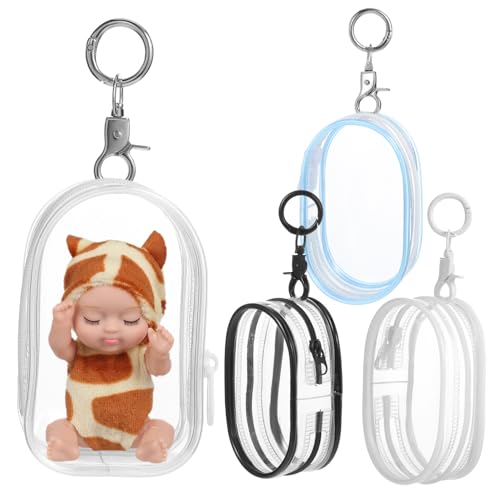 SKISUNO 4 Stück Blindbox-Babytasche kleine Puppenaufbewahrungstasche Klarsichtbeutel-Schlüsselanhänger plastikbeutel plastiktasche Koffer Handtasche Geldbörse für Mädchen Tasche für Puppe von SKISUNO