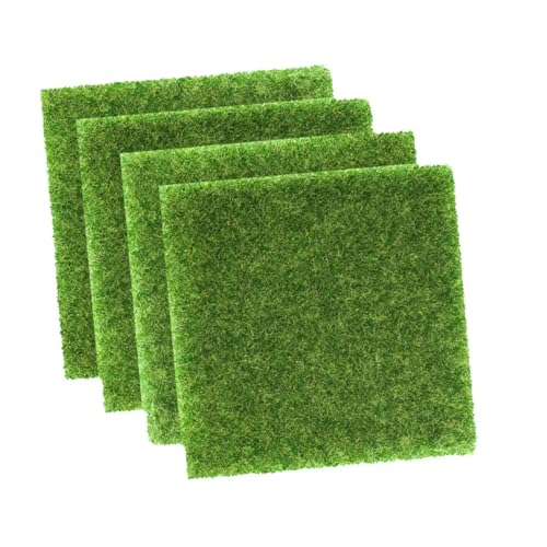 SKISUNO 4 Stück Kunstrasen kunstgras kunstgräser künstliche Rasen grasmatte Rasen Teppich Falsches Gras Sandtisch-Rasenmatte gefälschte Grasunterlage Rasenmatte für Sandtisch Plastik Green von SKISUNO