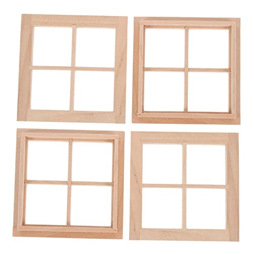 SKISUNO 4er Set Mini Fensterrahmen Für Puppenhäuser Dekoaccessoires Für Miniaturmöbel 1/12 Maßstab Fensterrahmen Für Puppenhaus Zubehör von SKISUNO