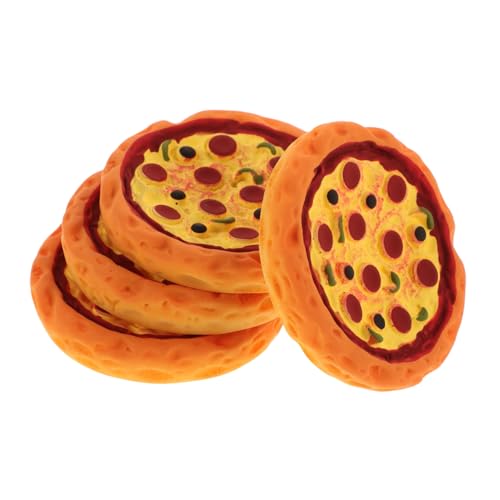 SKISUNO 4 Stück Puppenhaus Pizza DIY Simulierte Requisite Gefälschte Pizza Ornament Simulation Mini Pizza Simulierte Pizza Puppenhaus Lebensmittelmodell Künstliche Pizza von SKISUNO