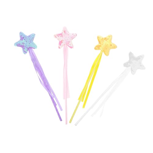 SKISUNO 4 Stück Zauberstab Fairy Wand Kinder spielwaren draußen Girl Toys kindergeschenke игрушки Sternenstäbe mit Pailletten Gastgeschenke für Kinder Sternenstab Partyzubehör PVC von SKISUNO