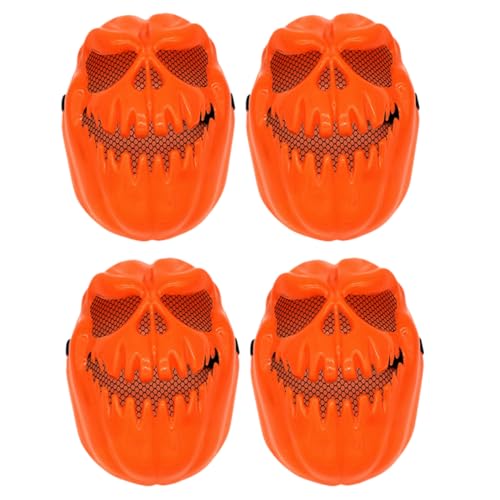 SKISUNO 4 Stücke Gruselige Kürbismasken Halloween Dekorative Volle Gesichtsmaske (orange) von SKISUNO