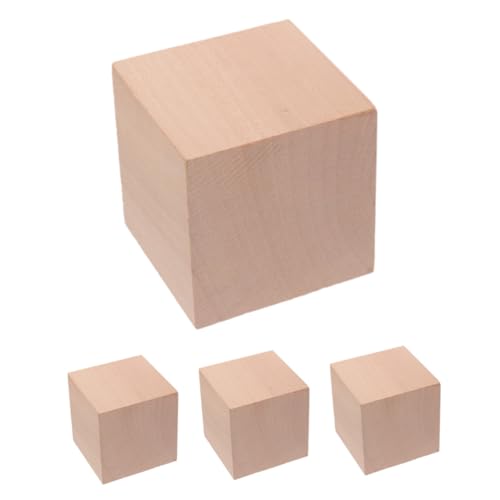 SKISUNO 4pcs Bausteine ​​lehrmittel Quadratische Holzblöcke Unfertige Holzwürfel Leere Holzklötze Bastelblöcke Aus Holz Unfertige Leere Holzwürfel Holzblöcke Basteln Hölzern Khaki von SKISUNO