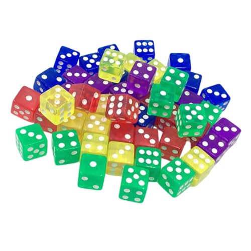 SKISUNO 50 Stück Würfel Spielzeug farbwürfel Colour Cube Würfelspiele Pub-Spielzeug farbige Würfel Spiel Würfel Spielwürfel transparente Würfel von SKISUNO