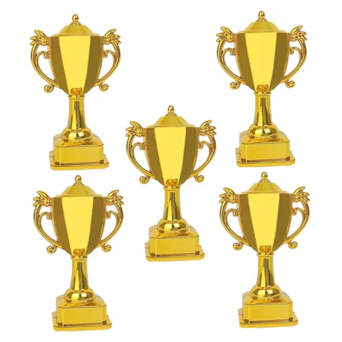 SKISUNO 5St Puppenhaus-Trophäe Mini-Trophäen Preise Spielzeug Miniatur-Trophäenbecher Puppenhaus Trophäe Kinder Trophäe kinderpokal Kinderpreis Trophäe Mini-Hausfußball-Trophäe Plastik von SKISUNO