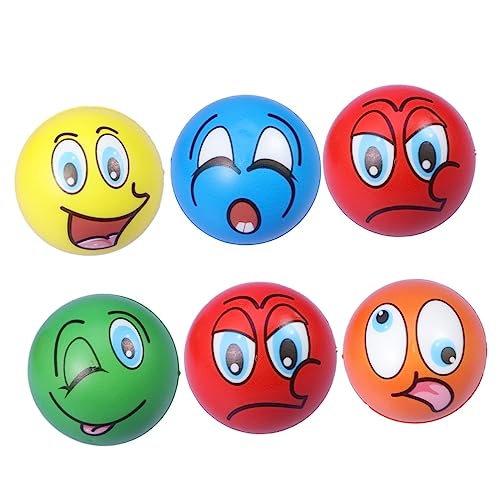 SKISUNO 6er Set 63mm Anti Stress Ball Mit Gesicht PU Stressball Für Jungen ädchen Und Erwachsene Zufällige Muster von SKISUNO